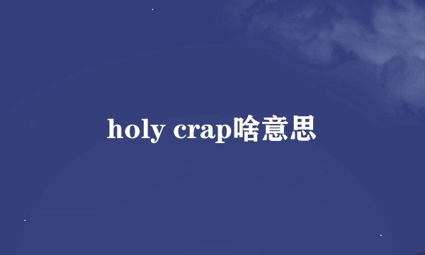 holy crap啥意思