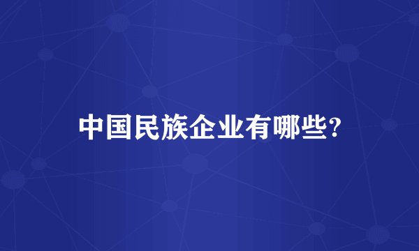 中国民族企业有哪些?