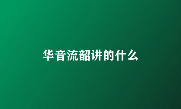 华音流韶讲的什么