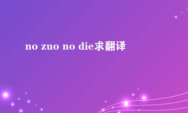 no zuo no die求翻译
