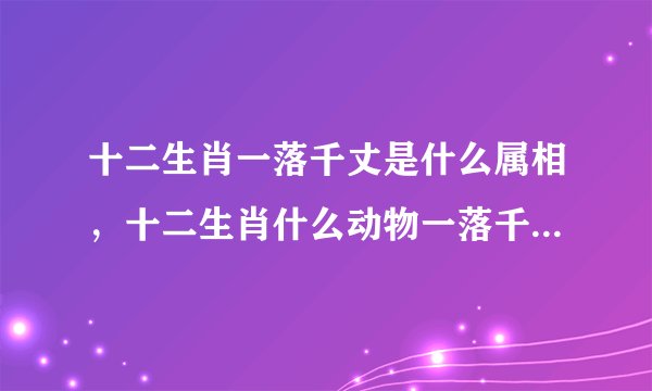 十二生肖一落千丈是什么属相，十二生肖什么动物一落千丈没精打采