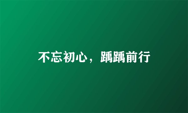 不忘初心,踽踽前行