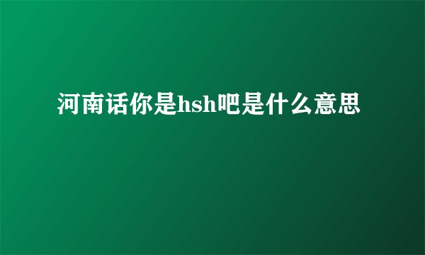 河南话你是hsh吧是什么意思
