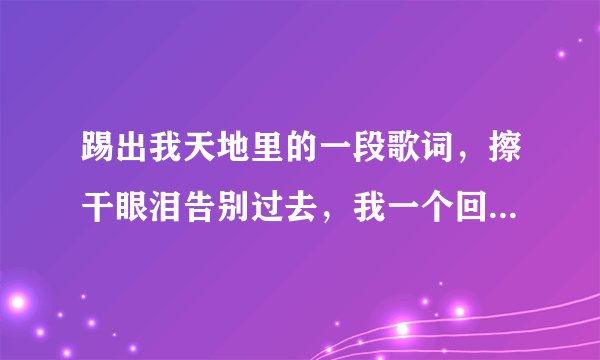 踢出我天地里的一段歌词，擦干眼泪告别过去，我一个回旋踢歌词