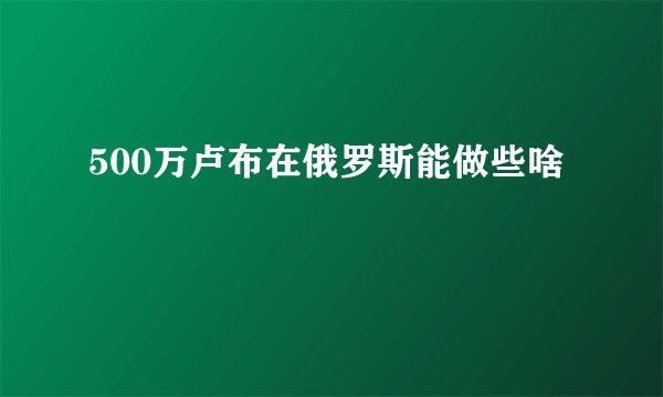 500万卢布在俄罗斯能做些啥