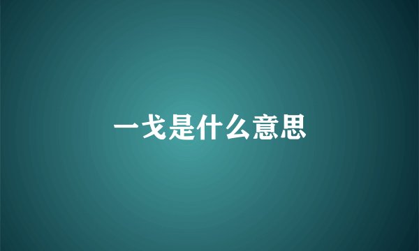 一戈是什么意思