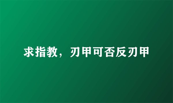 求指教，刃甲可否反刃甲