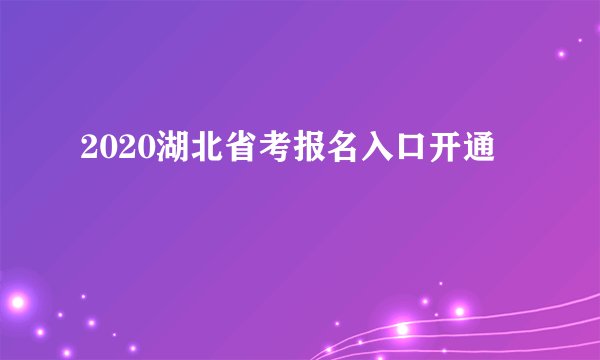 2020湖北省考报名入口开通