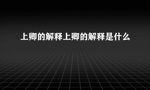 上卿的解释上卿的解释是什么