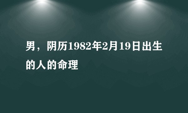 男，阴历1982年2月19日出生的人的命理