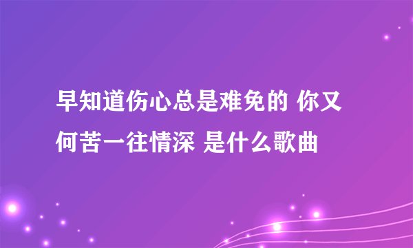 早知道伤心总是难免的 你又何苦一往情深 是什么歌曲