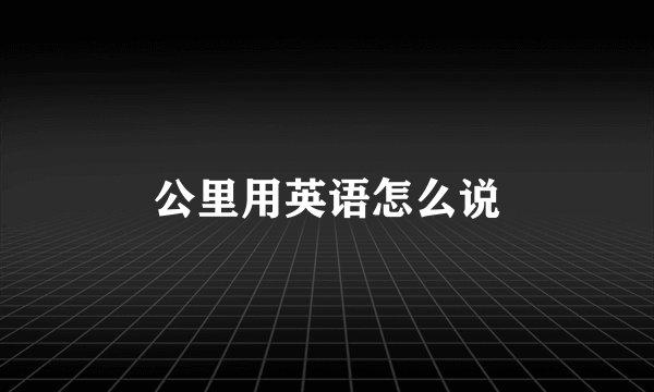 公里用英语怎么说