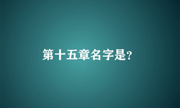 第十五章名字是？