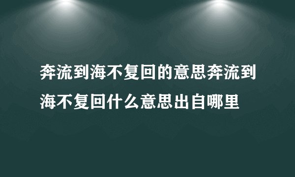 奔流到海不复回的意思奔流到海不复回什么意思出自哪里