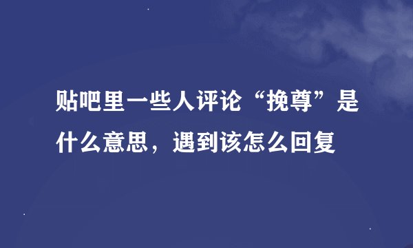 贴吧里一些人评论“挽尊”是什么意思，遇到该怎么回复