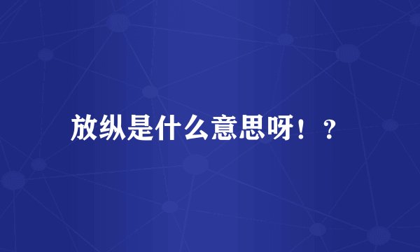 放纵是什么意思呀！？
