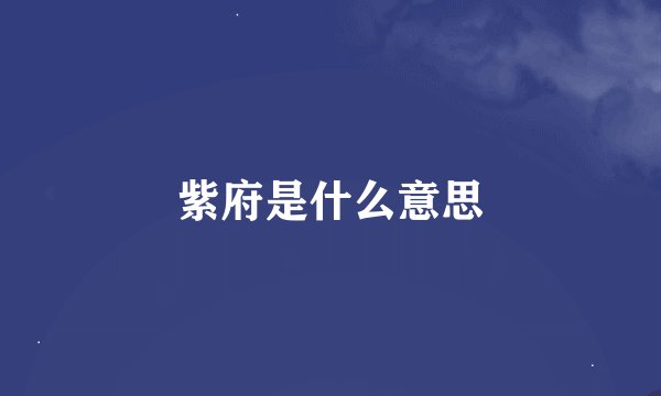 紫府是什么意思