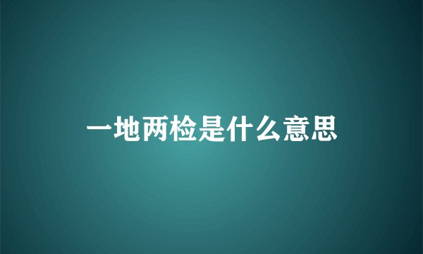 一地两检是什么意思