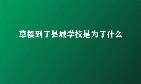 草樱到了县城学校是为了什么