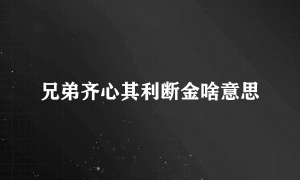 兄弟齐心其利断金啥意思
