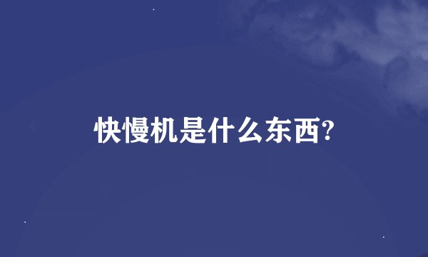 快慢机是什么东西?