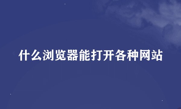 什么浏览器能打开各种网站