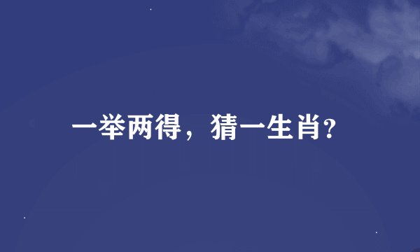 一举两得，猜一生肖？