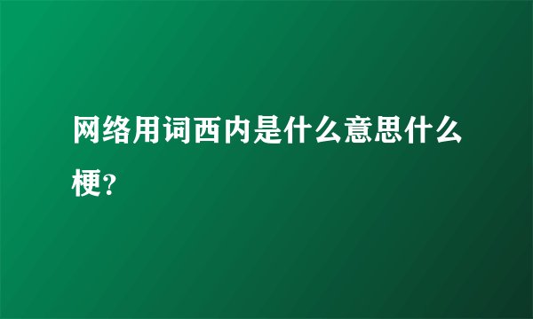 网络用词西内是什么意思什么梗？