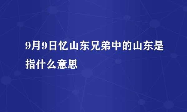 9月9日忆山东兄弟中的山东是指什么意思