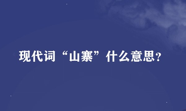 现代词“山寨”什么意思？