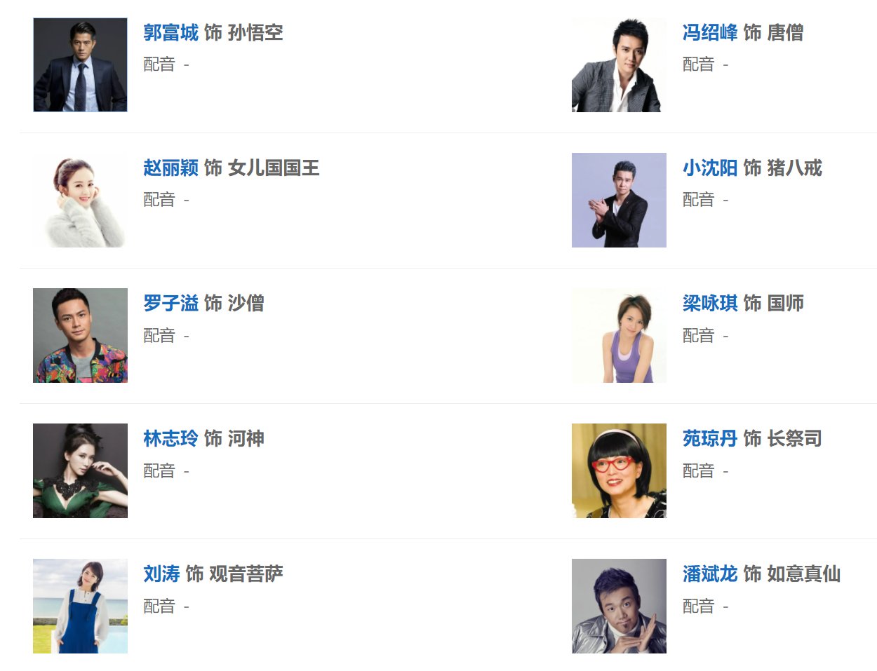 西游记之女儿国演员表