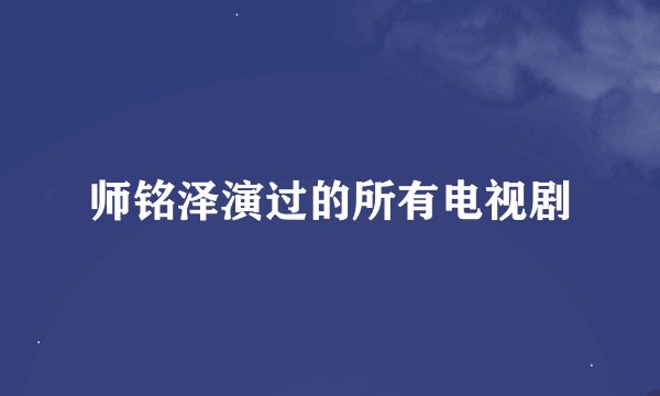 师铭泽演过的所有电视剧