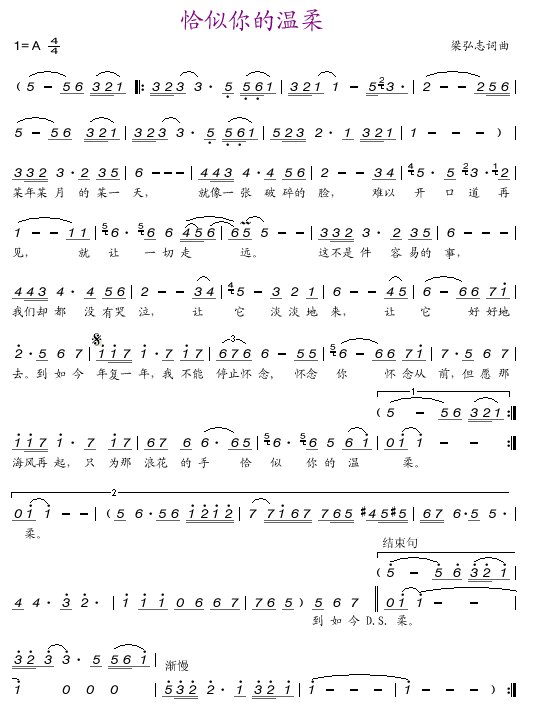 恰似你的温柔简谱