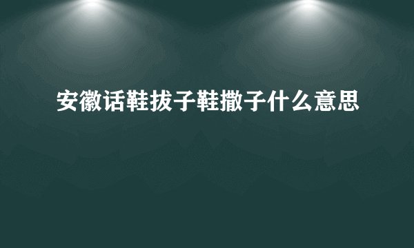 安徽话鞋拔子鞋撒子什么意思