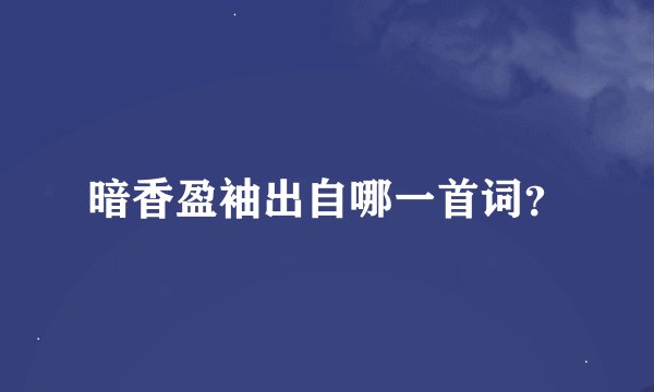 暗香盈袖出自哪一首词？