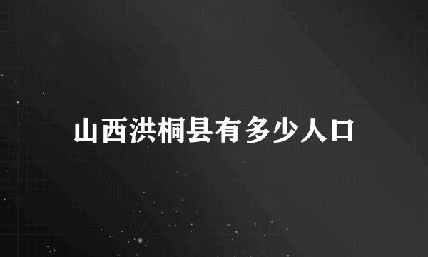 山西洪桐县有多少人口