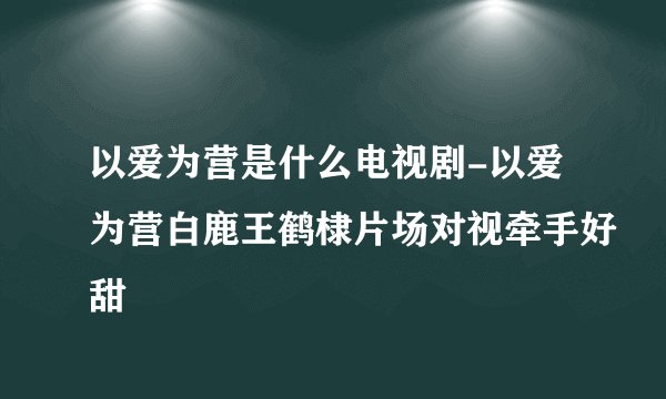 以爱为营是什么电视剧-以爱为营白鹿王鹤棣片场对视牵手好甜
