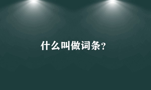 什么叫做词条？