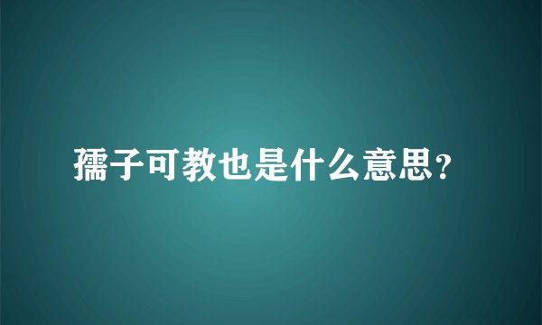 孺子可教也是什么意思？