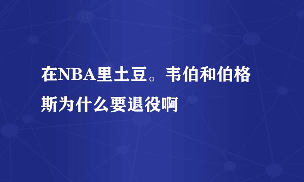 在NBA里土豆。韦伯和伯格斯为什么要退役啊