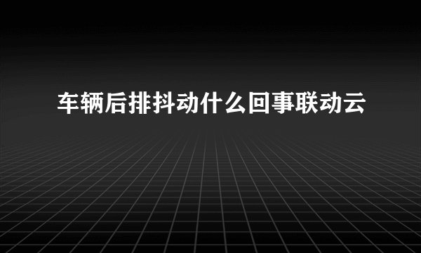 车辆后排抖动什么回事联动云