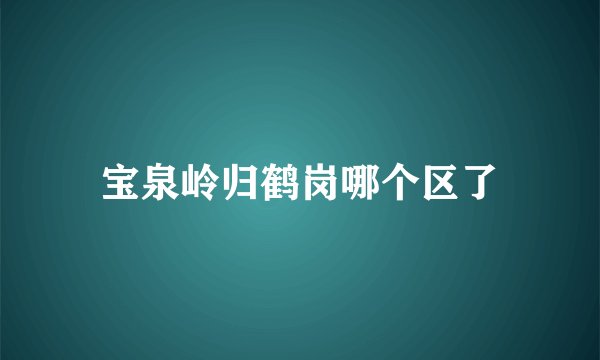 宝泉岭归鹤岗哪个区了