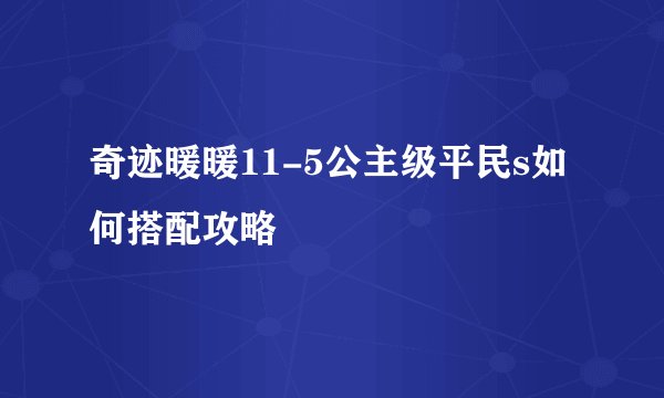 奇迹暖暖11-5公主级平民s如何搭配攻略