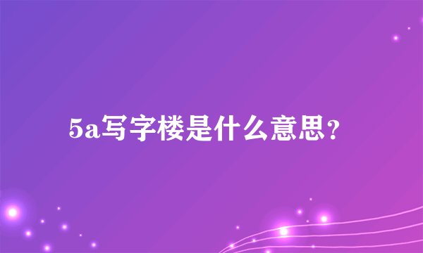 5a写字楼是什么意思？