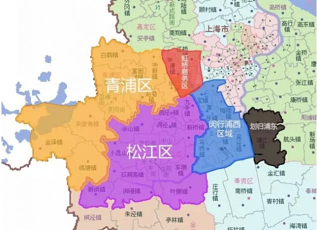 青浦与松江的分界地图
