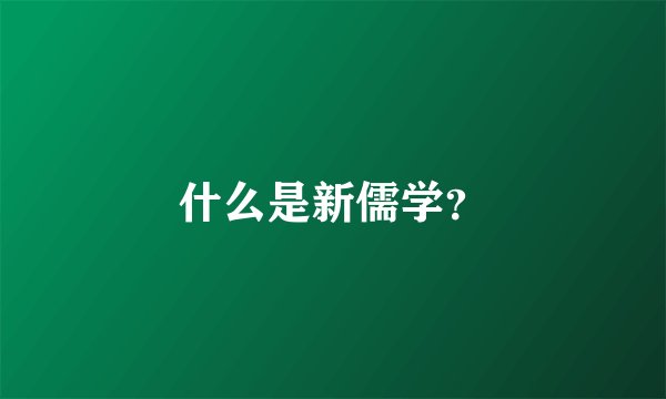 什么是新儒学？