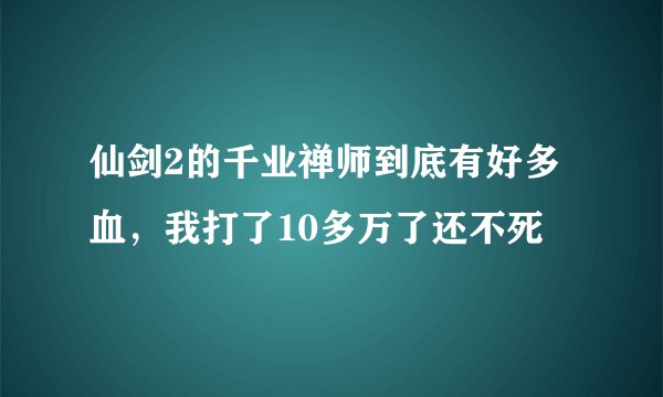 仙剑2的千业禅师到底有好多血,我打了10多万了还不死