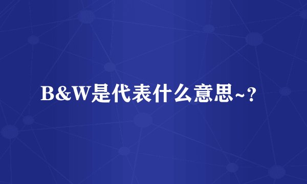 B&W是代表什么意思~？