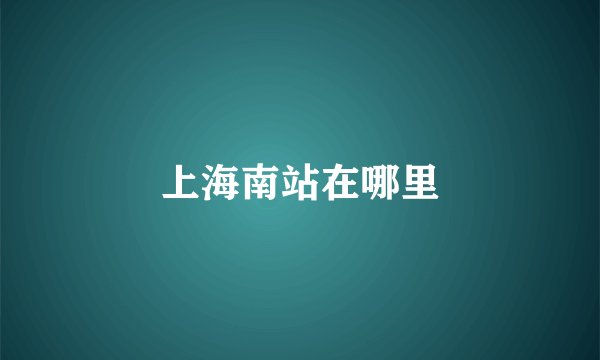 上海南站在哪里