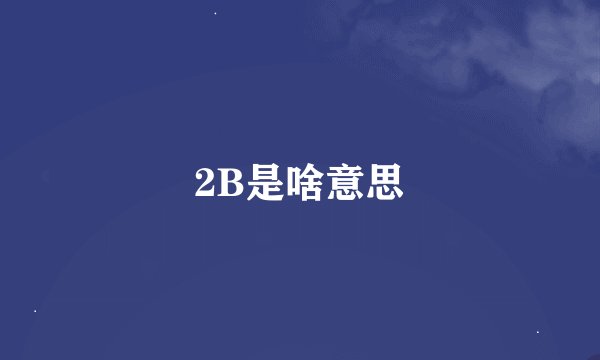 2B是啥意思